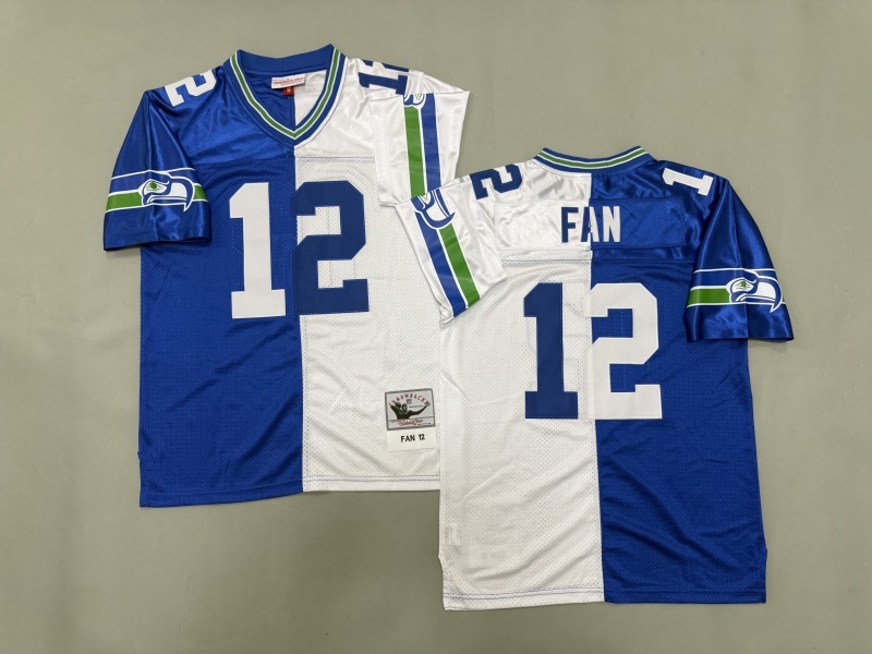 Men 2025 Seattle Seahawks #12 Fan white blue Throwback Limited NFL Jersey style 001